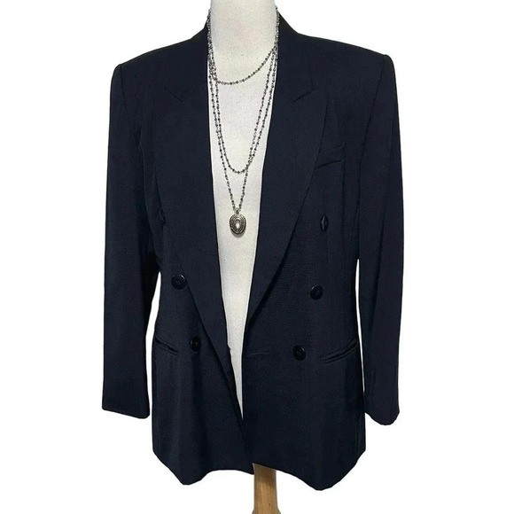 Vintage Jacqueline Ferrar black double breasted blazer & skirt suit size 10 - Picture 4 of 8
